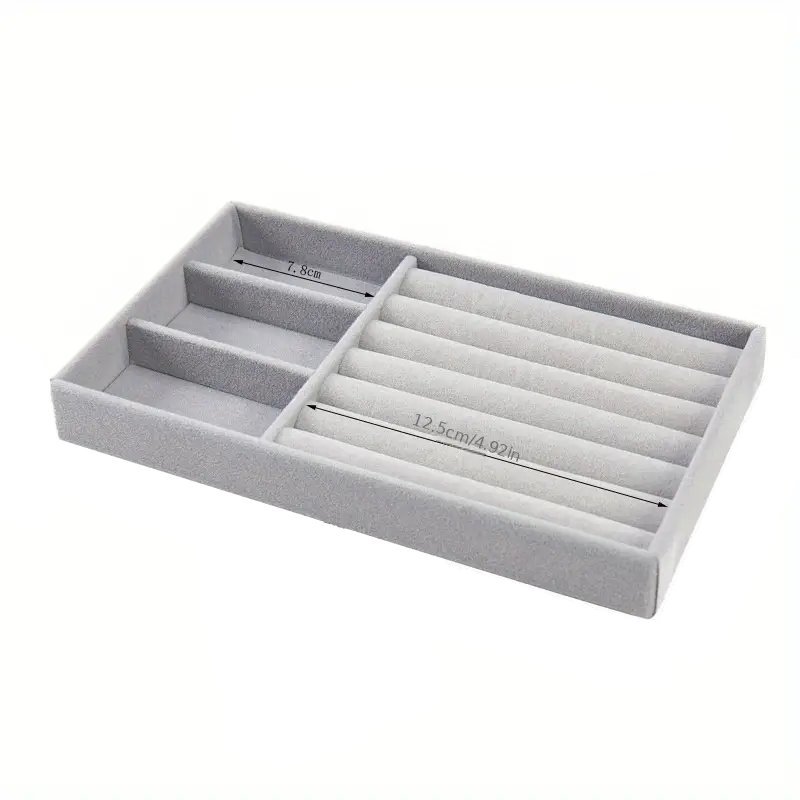 Ekspozytor na Biżuterię Welur Tacka Szary S9 Przegrody z Wałkami