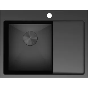 Mexen Exar zlewozmywak stalowy 1-komorowy z ociekaczem lewy 620 x 480 mm, czarny - 6431621005L-70 - Zlewozmywaki - miniaturka - grafika 1