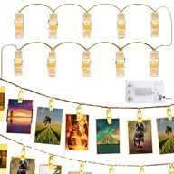Oświetlenie świąteczne - Klipsy lampki LED klamerki na zdjęcia 20 LED ciepły biały - miniaturka - grafika 1