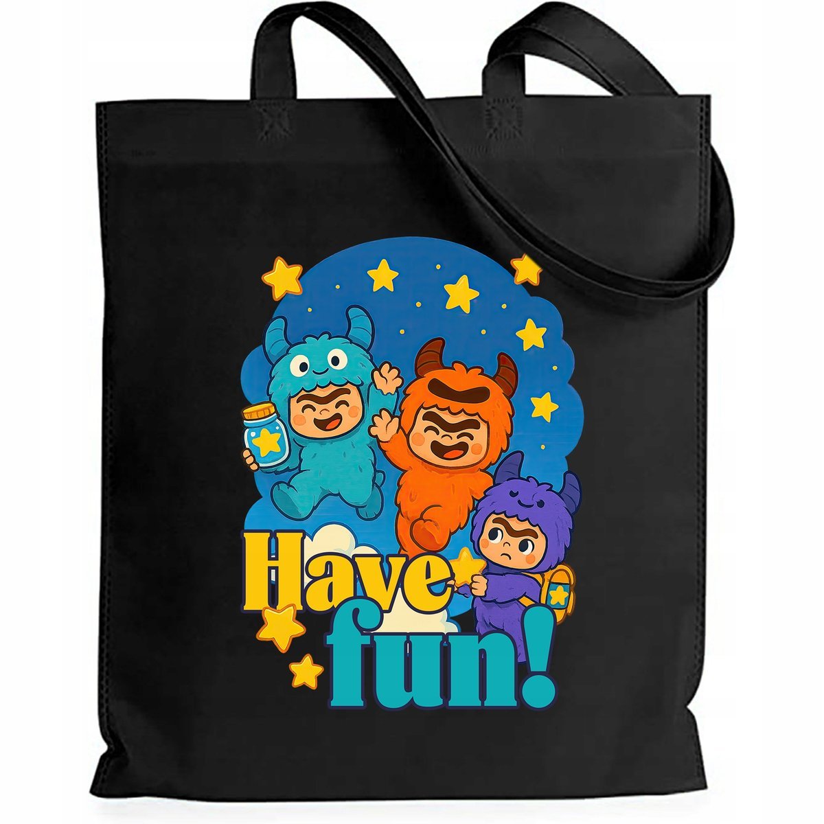 Torba Czarna EKO Shopper HAVE FUN! Na Zakupy Na Prezent Święta Wzory