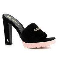 Klapki i japonki damskie - Zamszowe klapki na słupku CARINII - Carinii - miniaturka - grafika 1