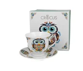 Filiżanki - Zestaw Filiżanka Do Herbaty Kawy Sowa Etno Crocus - miniaturka - grafika 1