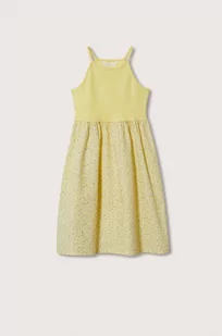 Mango Kids Kids sukienka dziecięca kolor żółty midi rozkloszowana - Sukienki - miniaturka - grafika 1