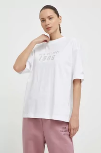 Koszulki sportowe damskie - New Balance t-shirt bawełniany damski kolor biały WT41519WT - grafika 1