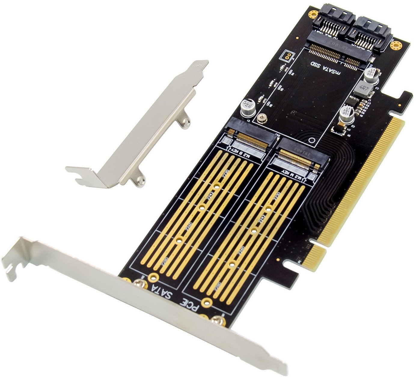 InLine® PCIe Karte x16 zu 2x M.2, 1x mSATA