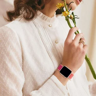Pasek Alogy Nylon Strap z rzepem do Apple Watch 1/2/3/4/5/6/7/8/SE 38/40/41mm Różowy - Akcesoria do smartwatchy - miniaturka - grafika 5