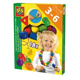 SES Creative Drewniane korale - nauka nawlekania - Zabawki interaktywne dla dzieci - miniaturka - grafika 1