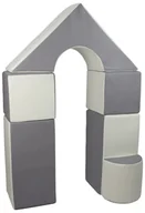 Klocki - mini zamek 6 dużych klocków piankowych do zabawy żłobków przedszkoli (biały, szary) - miniaturka - grafika 1