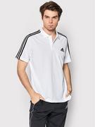 Koszulki męskie - Adidas Polo Aeroready Essentials Pique Embroidered Small Logo 3-Stripes GK9138 Biały Regular Fit - miniaturka - grafika 1