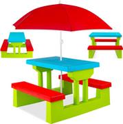 Place zabaw - Stół Ogrodowy Piknikowy Dla Dzieci Z Parasolem I Ławkami Zielono-Czerwony Coil - miniaturka - grafika 1