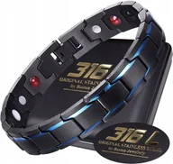 Bransolety męskie - CZARNA ZDROWOTNA BRANSOLETA MĘSKA MAGNETYCZNA MOC - miniaturka - grafika 1