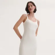 Sukienki - Reserved - Sukienka midi w prążek - Kremowy - miniaturka - grafika 1