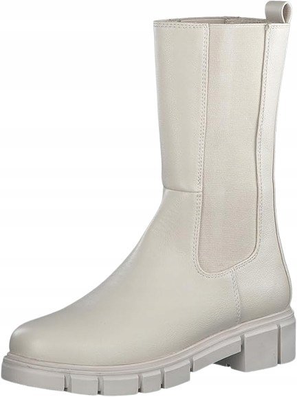 MARCO TOZZI BEŻOWE SKÓRZANE KLASYCZNE KOZAKI NA PŁASKIM OBCASIE 40 J3B