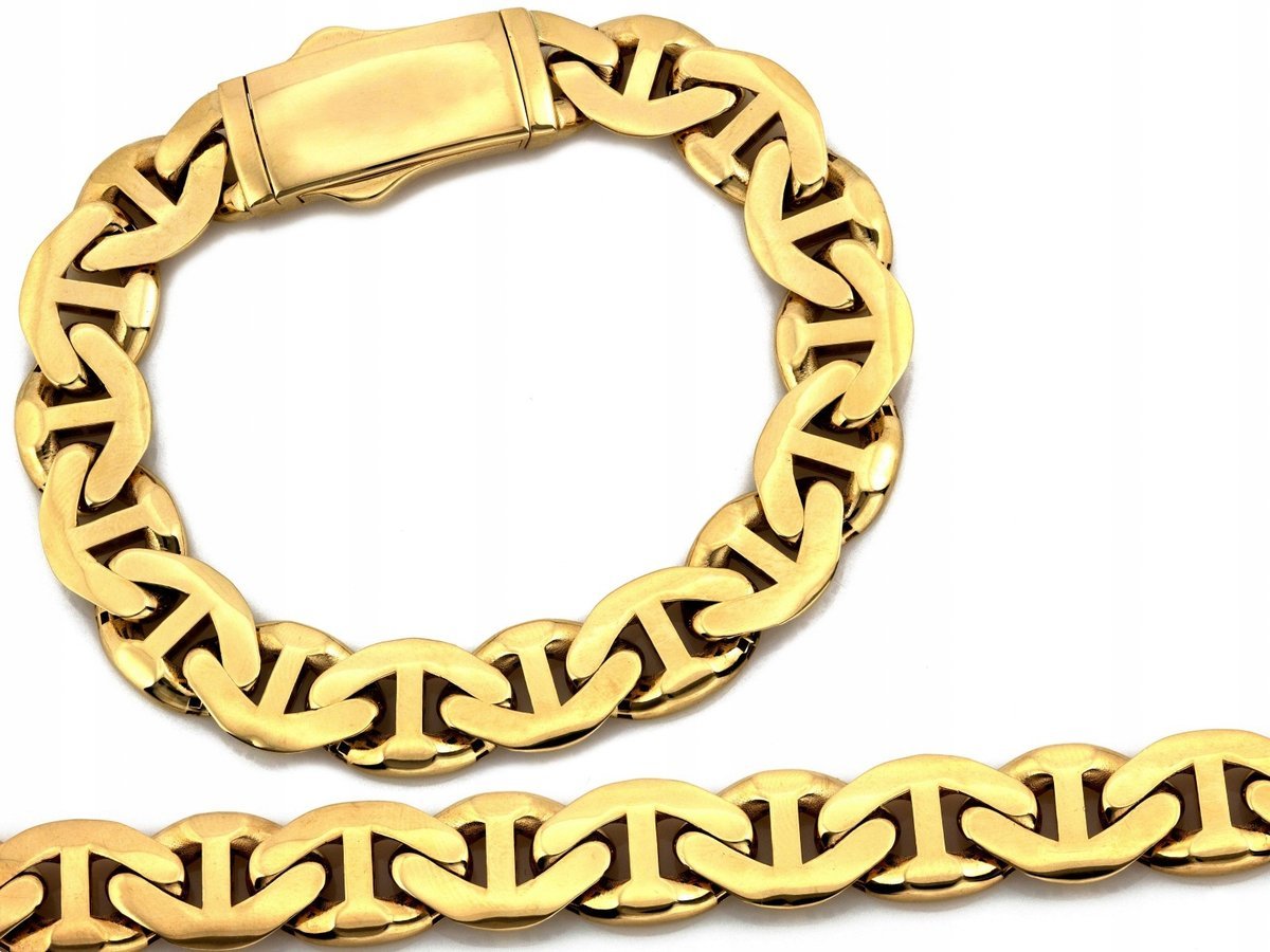 Męska Bransoleta Złota 585 14k Marina 26.65g 13.4mm na Prezent modny wzór
