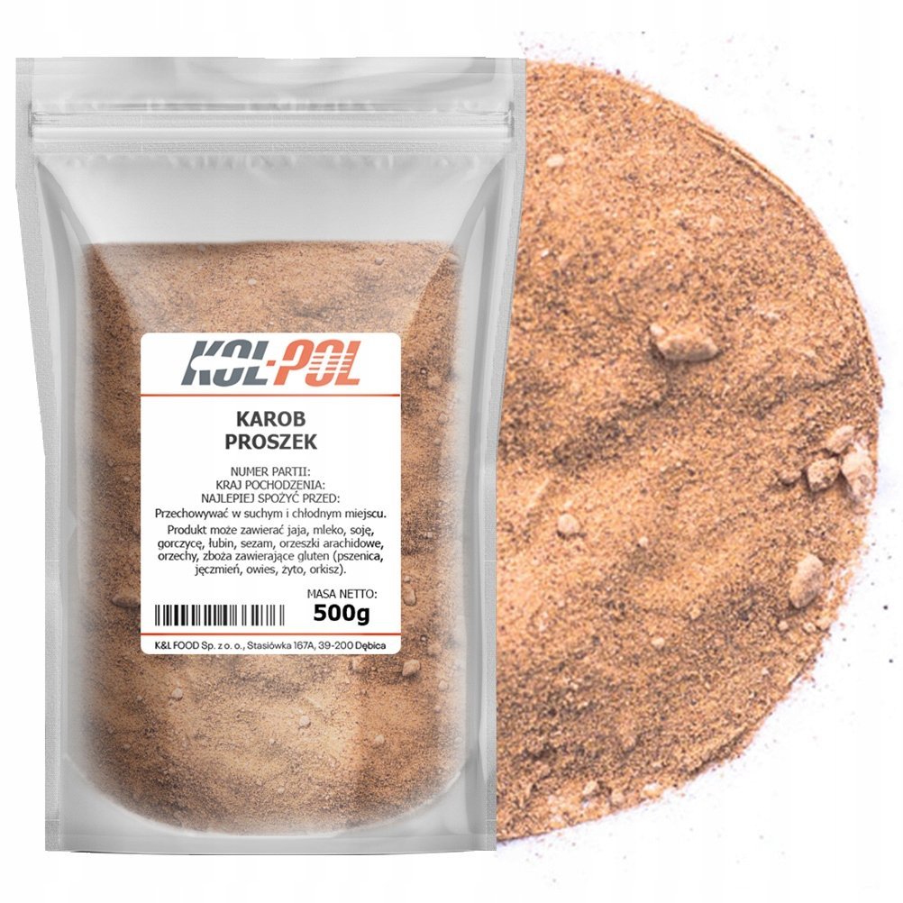 KAROB W PROSZKU 500g Zdrowy zamiennik kakao Naturalny wysoka jakość Kol-Pol