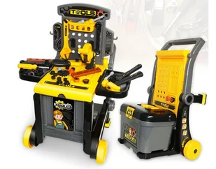 ZESTAW NARZĘDZI WARSZAT DLA DZIECI STOLIK SZARO - ŻÓŁTY - Zabawy w naśladowanie dorosłych - miniaturka - grafika 1