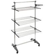 Suszarki na ubrania - 5five Simple Smart Składana suszarka na ubrania suszarka na bieliznę 3 poziomy kółka stal nierdzewna suszarka do prania szaro-srebrna suszenie 157306 - miniaturka - grafika 1