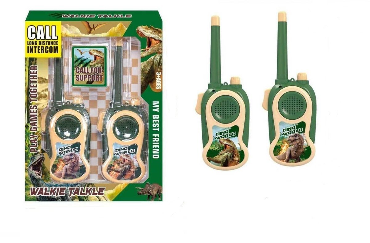 ZESTAW KRÓTKOFALÓWEK DLA DZIECI DINO WORLD – WALKIE TALKIE 2szt 21,5 CM ZASIĘG DO 30M