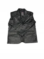Kurtki męskie - Skórzana kurtka męska czarna REAL LEATHER XXL - miniaturka - grafika 1