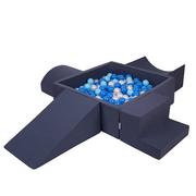 Suche baseny - KiddyMoon Piankowy plac zabaw PPZP-KW30D-115 z piłeczkami granatowy: babyblue-niebieski-perła basen 300/klin L/rampa L/półwałek L/schodek - miniaturka - grafika 1