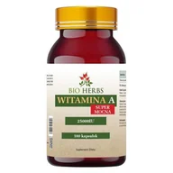 Włosy, skóra, paznokcie - Bio Herbs, Witamina A 25 000iu Super Mocna Wzrok Piękna Skóra I Włosy, 100 Kaps. - miniaturka - grafika 1