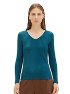 Koszulki i topy damskie - TOM TAILOR Damska koszulka z długim rękawem, 21179 – Deep Pond Green, XL - miniaturka - grafika 1