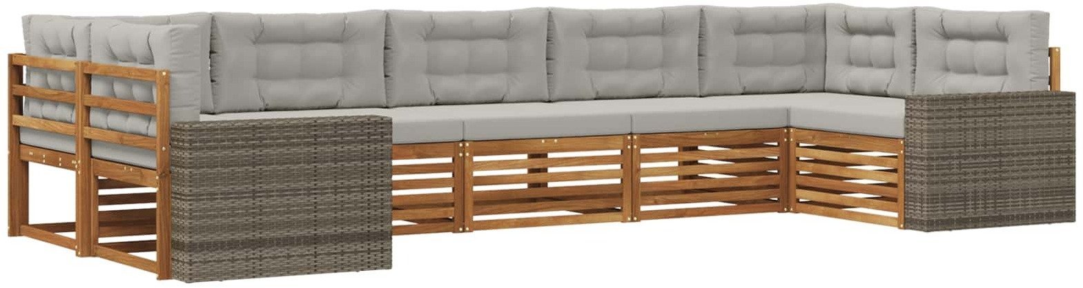 vidaXL Zestaw sof na zewnątrz z poduszką 7 pcs Naturalny i jasnoszary