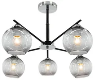 Lampy sufitowe - MLAMP Modernistyczna LAMPA sufitowa ELM1859/5 8C BL MLAMP szklana OPRAWA loftowa molecular chrom czarna ELM1859/5 8C BL - miniaturka - grafika 1