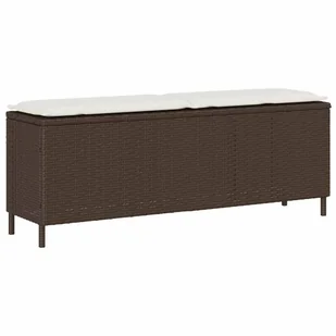 vidaXL Ławka ogrodowa z poduszką Brązowa 110x30x40,5 cm Polirattan - Ławki ogrodowe - miniaturka - grafika 1