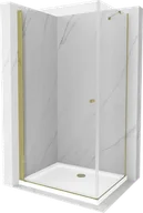 Kabiny prysznicowe - Mexen Pretoria kabina prysznicowa uchylna 80x100 cm, transparent, złota + brodzik Flat - 852-080-100-50-00-4010 - miniaturka - grafika 1