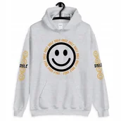 Bluzy damskie - Bluza Szara Damska Z Kapturem EMOJI FACE SMILE L - miniaturka - grafika 1