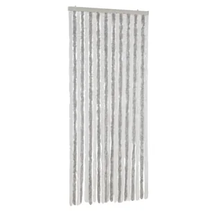 vidaXL Zasłona Fly jasnoszara i biała 90x200 cm szenilowa - Zasłony - miniaturka - grafika 1