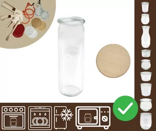 Słoiki WECK / drewniane wieko słoik 600ml CYLINDER / Wamar-Sosenka - Pojemniki kuchenne - miniaturka - grafika 1