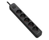 Listwy zasilające - Silver Monkey Listwa antyprzepięciowa 5 gniazd 16A/230V 3m czarna - miniaturka - grafika 1