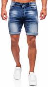 Spodenki męskie - Granatowe krótkie spodenki jeansowe męskie Denley MP0261B - miniaturka - grafika 1