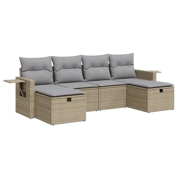 Zestaw mebli ogrodowych z rattanem PE, beżowy, wymiary: 62x62x69 cm