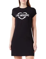 Sukienki - Love Moschino Damska sukienka slim fit A-line z krótkim rękawem, czarny, 40 - miniaturka - grafika 1