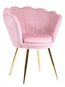 Fotele - Fotel muszelka Shell pudrowy róż na złotych nogach - miniaturka - grafika 1