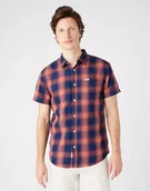 Koszule męskie - Wrangler Ss 1 Pkt Shirt Męska Koszula Krata Sundrenched Blu W5J1Bkx79-M - miniaturka - grafika 1