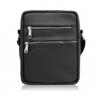 Torby męskie - SASZETKA MĘSKA SKÓRZANA TORBA MĘSKA NA RAMIĘ CZARNA ABRUZZO ABR-05 - miniaturka - grafika 1