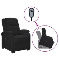 Fotele - Lumarko Podnoszony fotel rozkładany, czarny, obity sztuczną skórą! - miniaturka - grafika 1