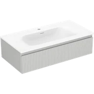 Szafki łazienkowe - Mexen Rivel szafka łazienkowa 90 cm z umywalką Vela, 1 szuflada, ryflowana , szara mat/biała mat - 91A20-09023-1-BF62-W23M01 - miniaturka - grafika 1