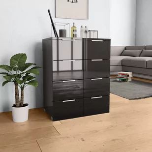 Komoda czarna na wysoki połysk, 60 x 35 x 76 cm, płyta wiórowa - Komody - miniaturka - grafika 1