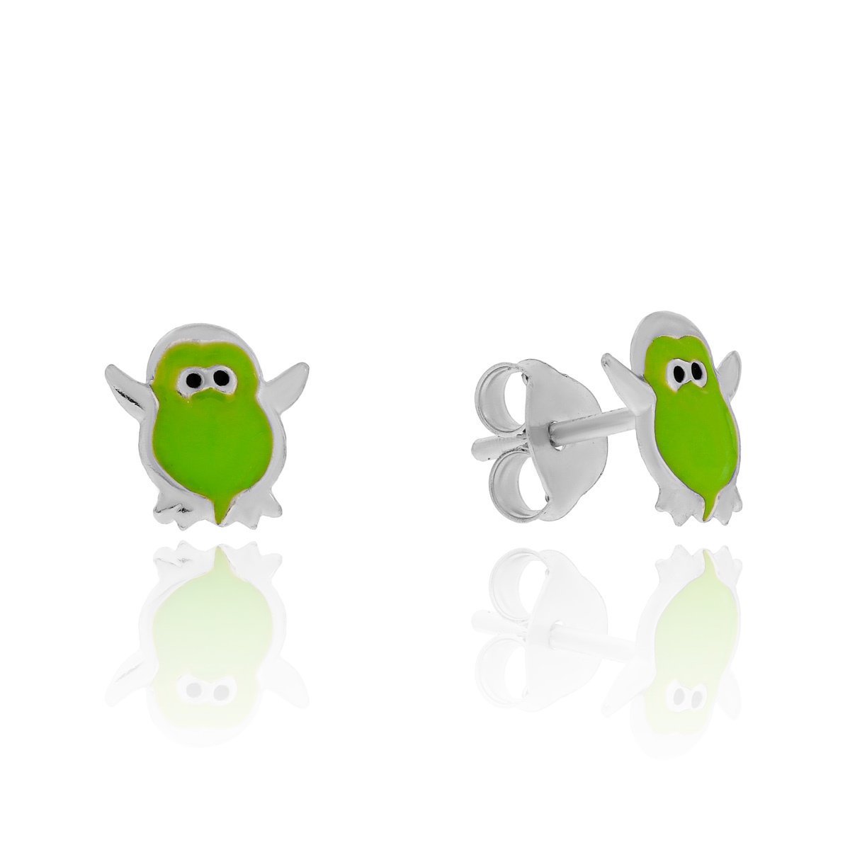 Srebrne kolczyki pingwinki emaliowane sztyfty pr. 925