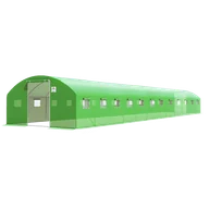 Szklarnie ogrodowe - Tunel Foliowy PODWÓJNE Drzwi 4x12x2 - 48m2 12 sekcji Zielony - miniaturka - grafika 1