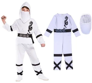 Strój Kostium Przebranie Wojownik Ninja Dla Dzieci Biały 128/134       (L)   J Ii 15 C - Stroje karnawałowe - miniaturka - grafika 1