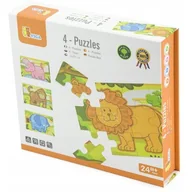 Puzzle - VIGA Toys Drewniane Puzzle Safari Zwierzęta Toys Układanka 4 Obrazki 50068 - miniaturka - grafika 1