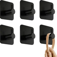 Wieszaki łazienkowe - Samoprzylepne haczyki ścienne – 6 szt., wieszak na ręczniki łazienkowe, haczyk kuchenny, wieszak na ubrania, czarny - miniaturka - grafika 1