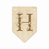 Dekoracje domu - Drewniana Girlanda Kwiatowa Proporczyki Z Literkami H Ozdoba Pokoju Dziecięcego Z Drewna  Napis Z Imieniem Na Urodziny - miniaturka - grafika 1