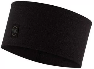 Czapki i chusty sportowe damskie - Opaska BUFF Merino Wide Headband SOLID BLACK - grafika 1